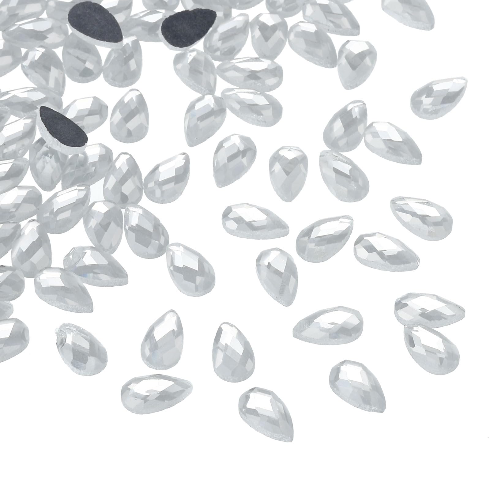 PATIKIL Acrylic Teardrop Gems, 100 Pcs 12x7mm Flat Back Teardrop Rhinestones Plastic Gems for Jewelry Making DIY Craft Clear