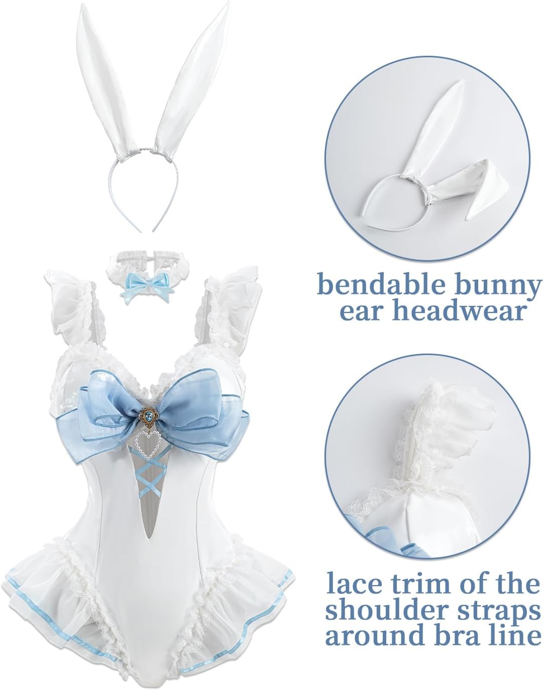 Women Bunny Cosplay Costume, Girl Senpai Outfit Mai San Sakurajima Bunny Ear One Piece Bodysuit