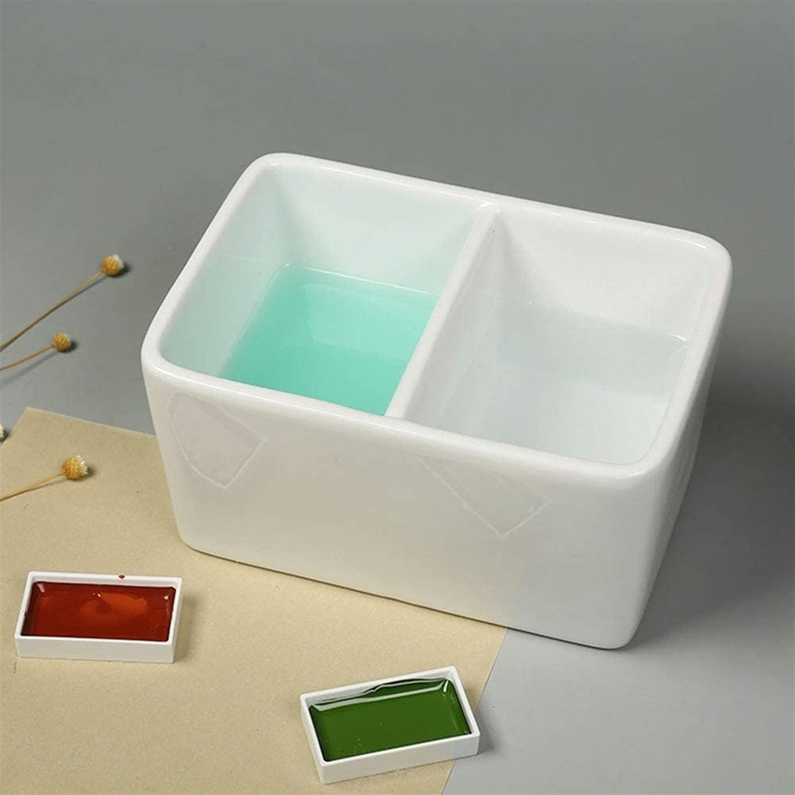 paleta akwarelowapalette Biała paleta farb Miska do mycia pędzli, paleta farb, głębokie naczynie (rozmiar: 16x11x8cm)