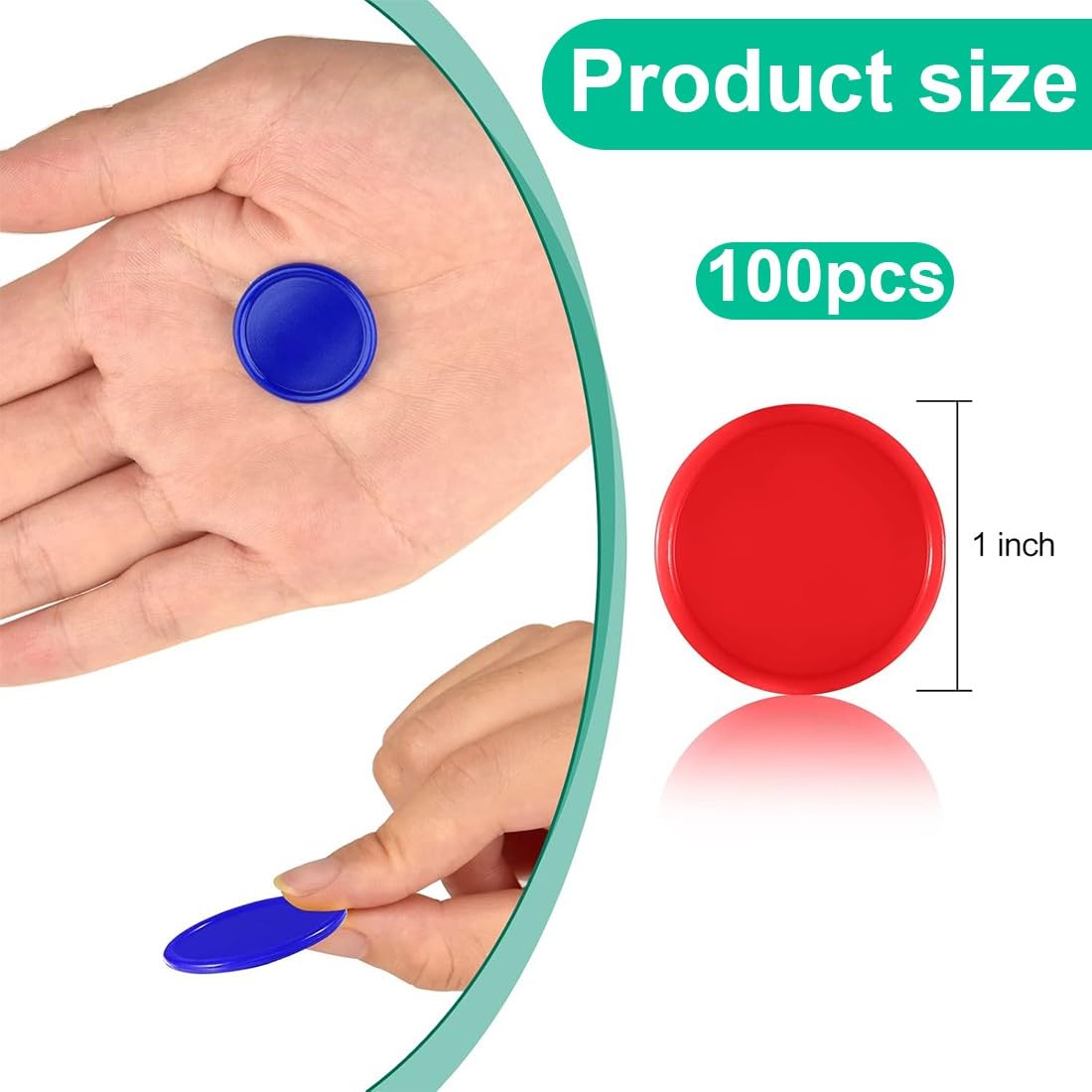 Gettoni Plastica, 100 Pcs 25mm Colorato Monete, Gettone Carrello Spesa o Supermercato, Token Autoscontro, Fiches per Giochi di Bingo e Matematica,