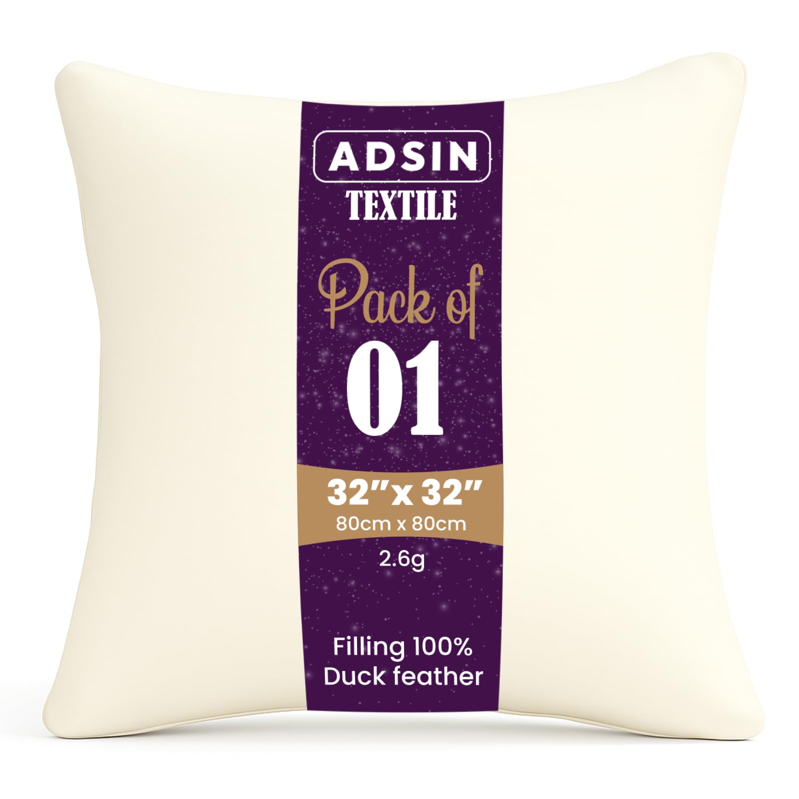 Luxury Hollowfibre New White Hollowfiber Cushion Pad Inner Stuffer Pillow Polyester Insert Square Hypoallergenic (32 X 32, 1 Count (Pack of 1)) โ image 1
