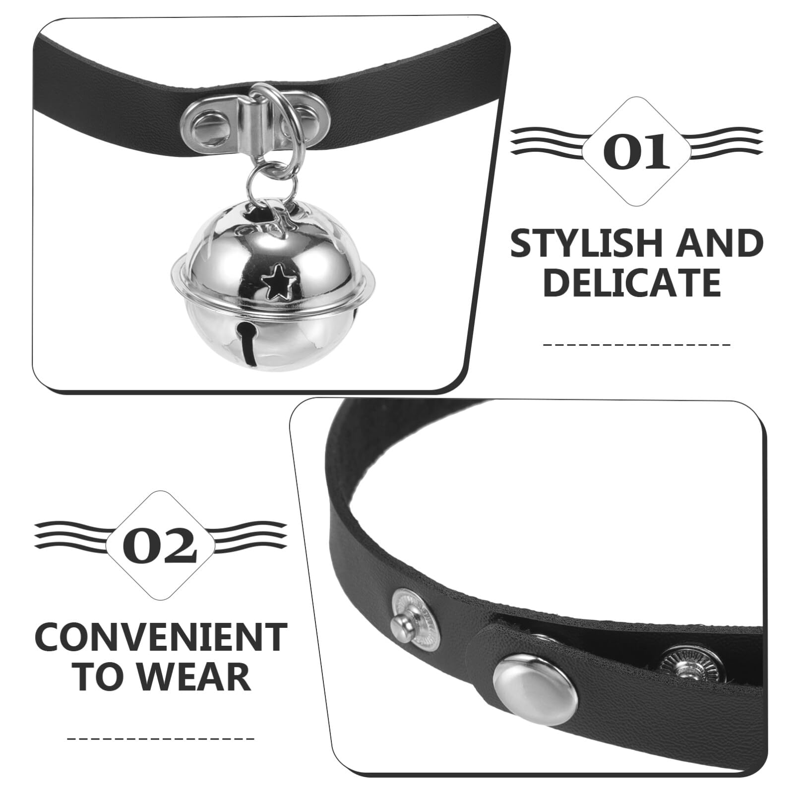 Housoutil Collier Ajustable pour Chien avec Cloche Collier PU Cuir pour Animaux De Compagnie Accessoire Confortable pour Chiens Et Chats