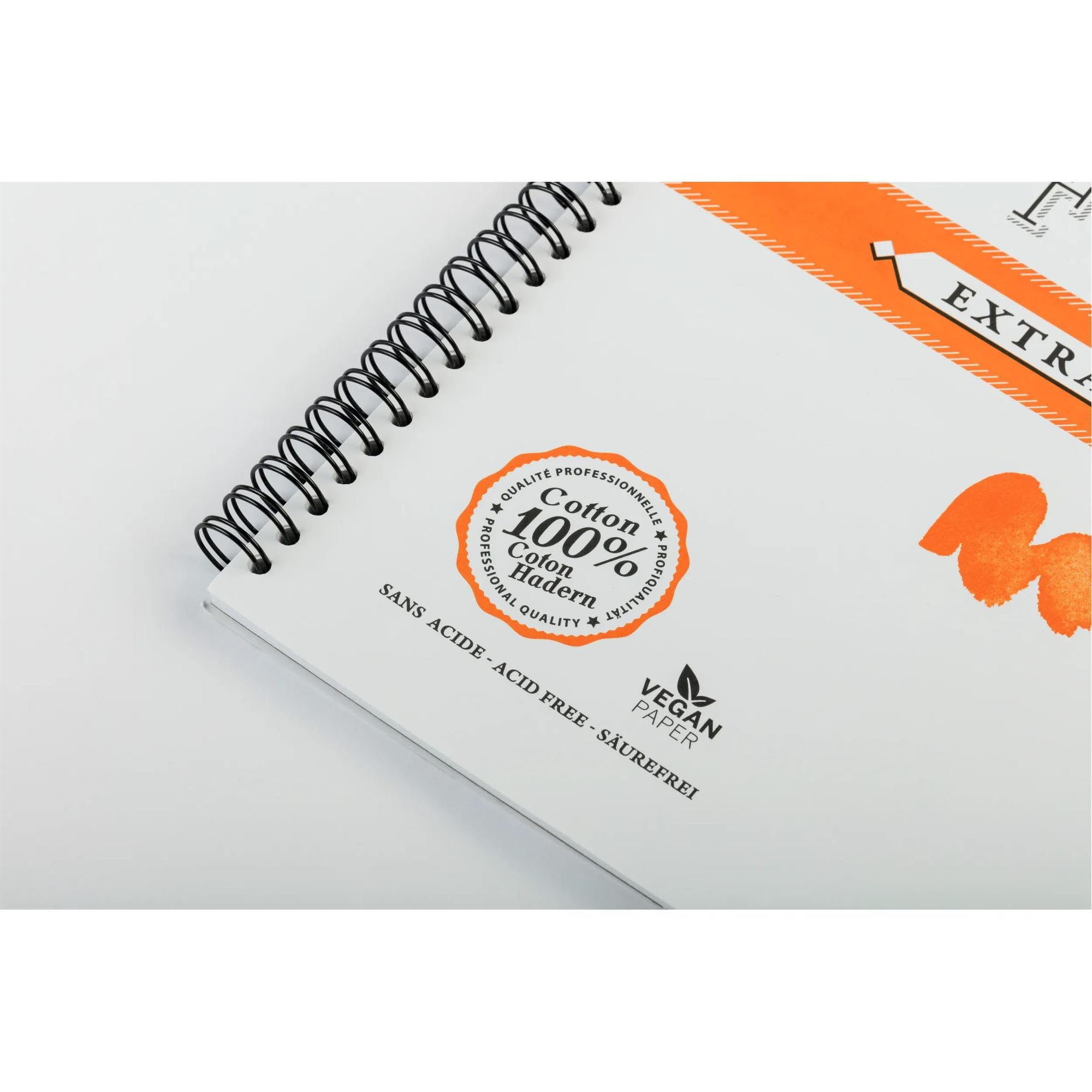 Clairefontaine 976032C Álbum Espiral Fontaine Extra Blanco - 12 Hojas Papel Acuarela Extra Blanco 100% Algodón Grano Satinado - Calidad Profesional 30x40cm 300g