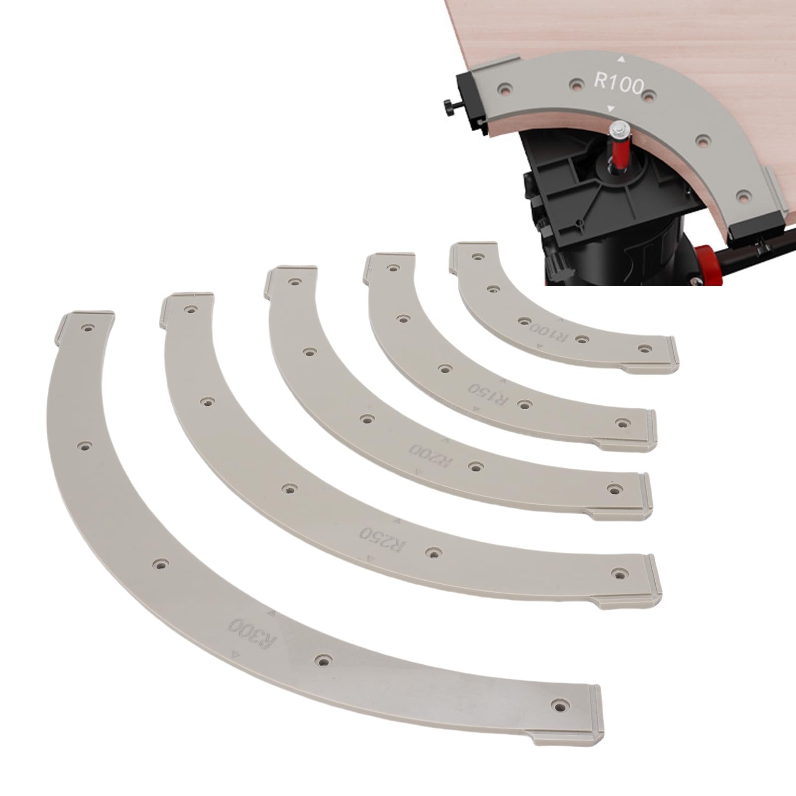 5PCS Obróbka Drewna Szablony Promienia Rogu, R100, R150, R200, R250, R300, Radiusz ROUTER do Obróbki Drewna, Materiału z Tworzywa Sztucznego, Wewnątrz Szablonów Routingu