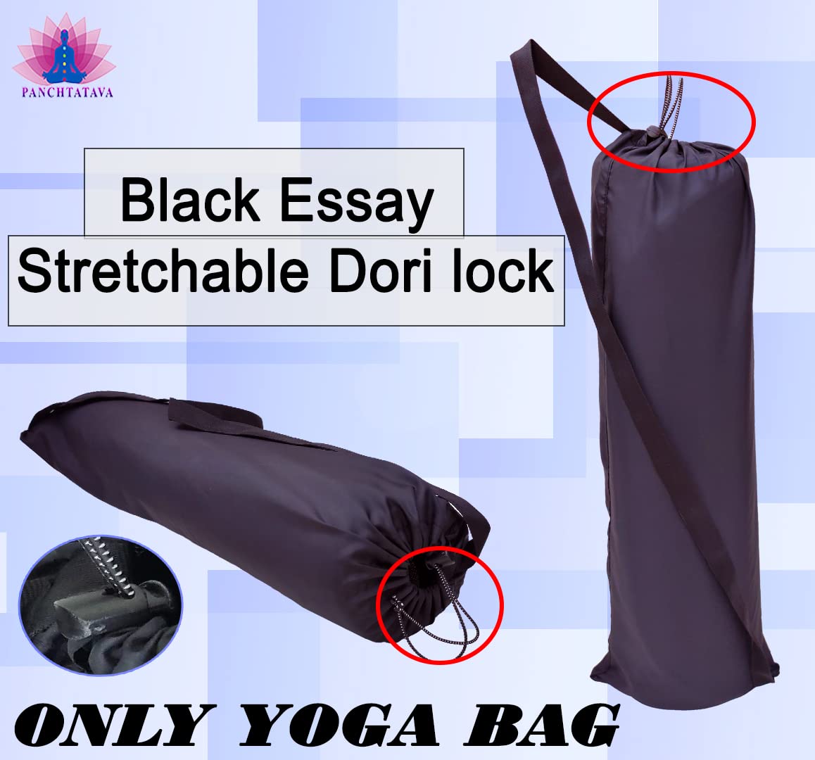 Panchtatava Essay Stretchable Dori Lock Black Full of comforatble Yoga mat Cover for Man and Women 2