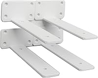 Vista 35 de Paquete de 16 - Soporte de estante en L oculto negro de 6 pulgadas (1/5 pulgada de grosor) Soportes de estante flotante de hierro Soportes de metal