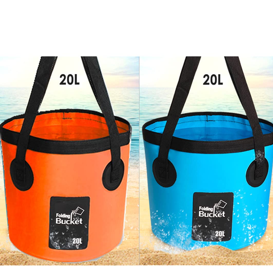 MIZORLIE Składane wiadra, kempingowy pojemnik do przechowywania wody, 5 l (20 l) przenośne składane wiadro umywalka do podróży, na kemping, wędrówki, wędkowanie, pływanie łódką, ogrodnictwo (niebieski