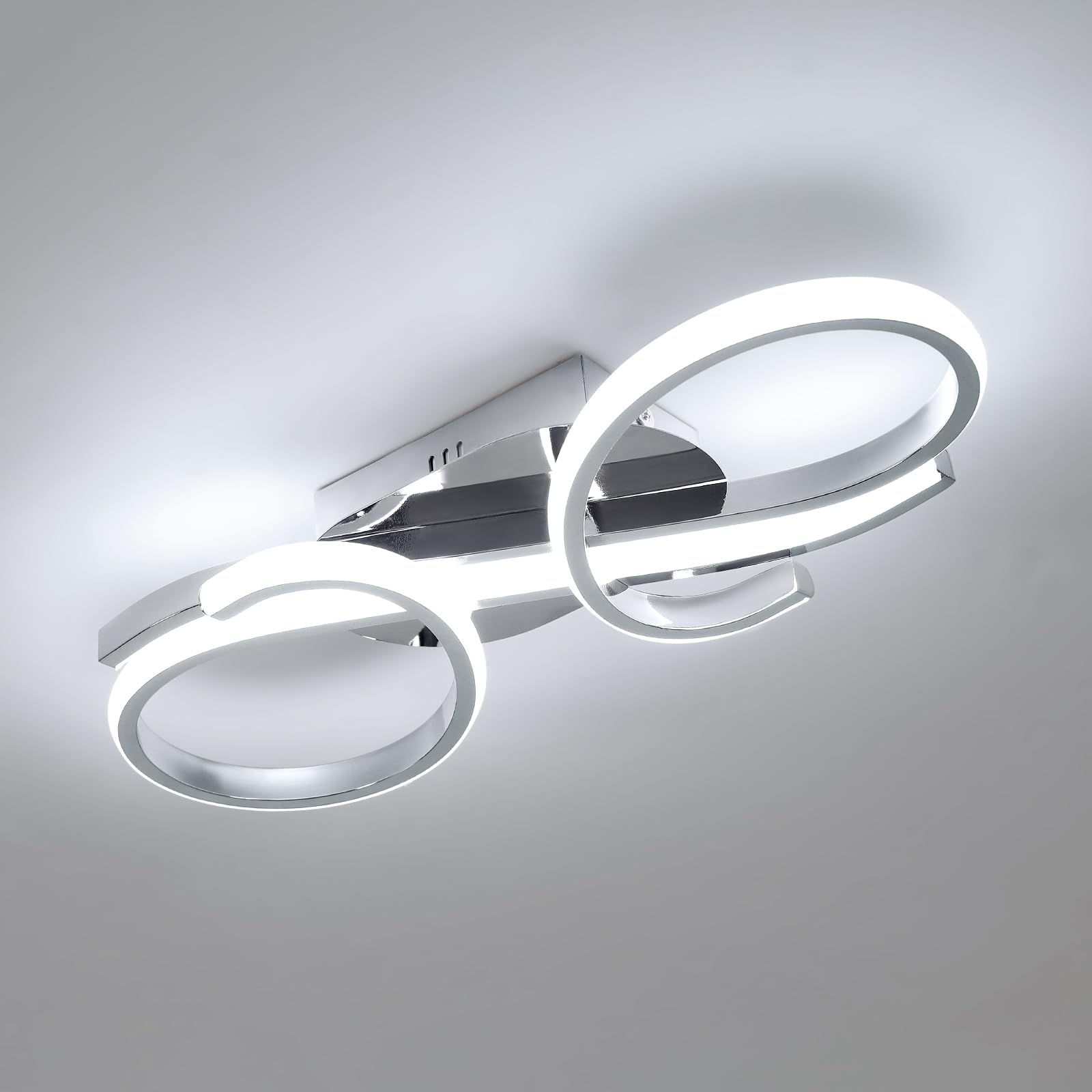 Comely LED Lámpara de Techo, 36W 4000LM Moderna Plafón Led Techo, 6500K Luz de Techo para Sala Dormitorio Cocina Oficina Comedor Baño, Cromo