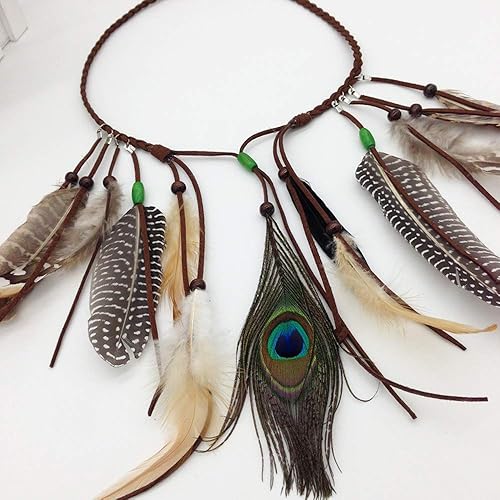 Miniatura 3 de Diadema de plumas hippie indio bohemio para el cabello, con borla, tocado bohemio para mujeres y niñas, diadema para el cabello, bandas para el