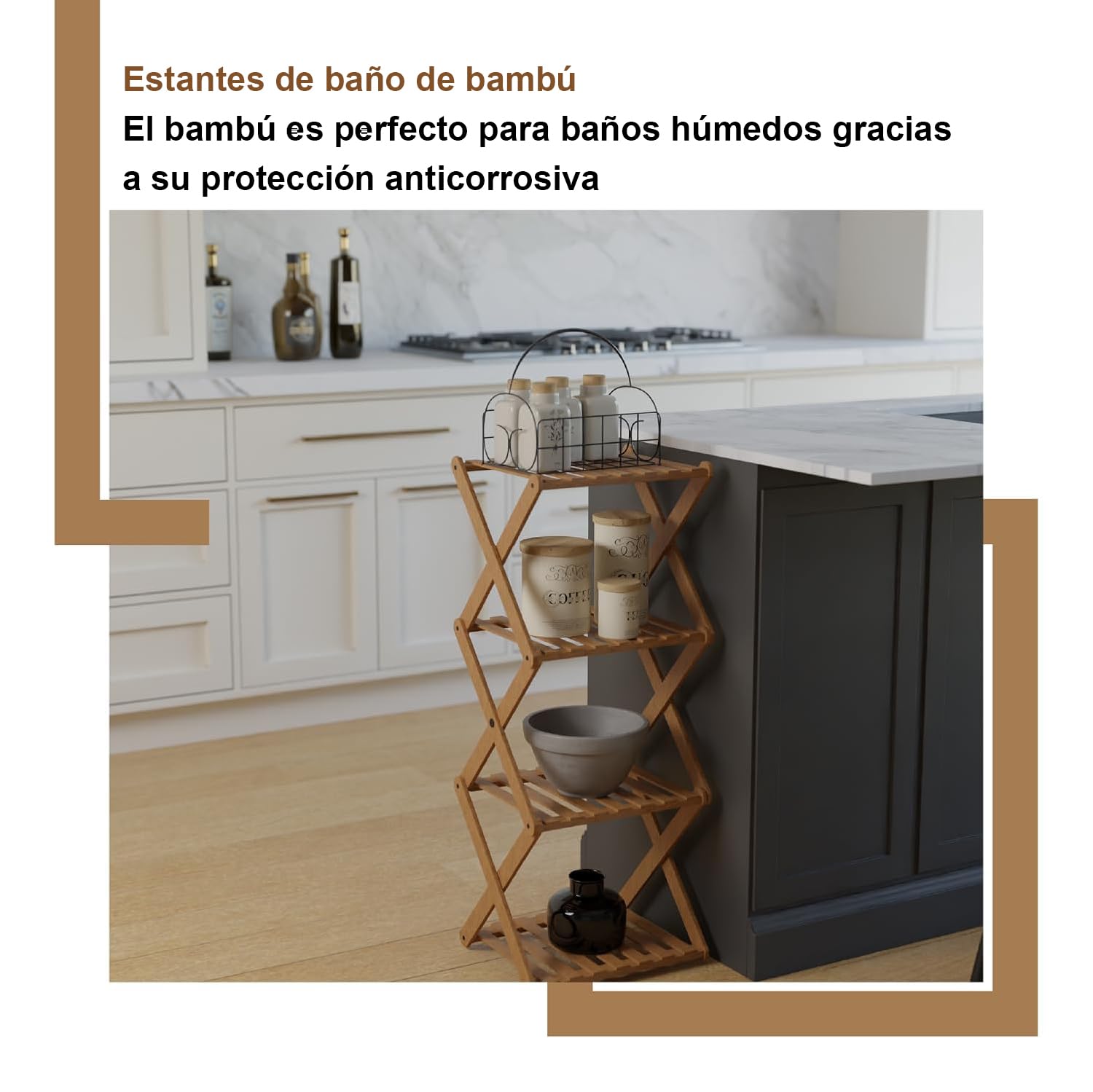 Ichigo Ichie Estantería Plegable de Bambú de 4 Niveles, Estante de Almacenamiento Multifuncional para Hogar y Baño, Ideal para Toallas, Cosméticos, Perfumes y Plantas, 29.8x28x91cm