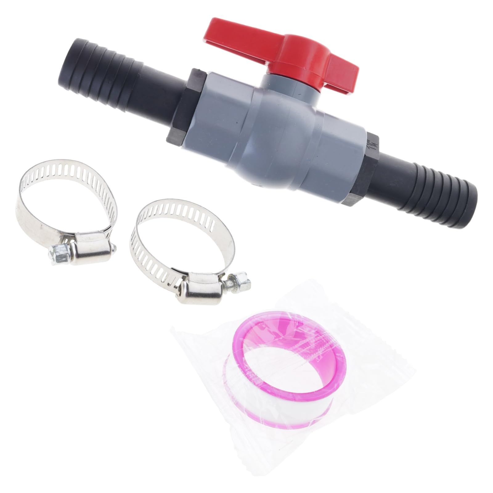 Buxuaaaa PVC Ball Valves Hose Connector 40mm Thread 32mm Barbed for Pool Pond Water Flowing Control PVC Threaded Ball Valves for Pond