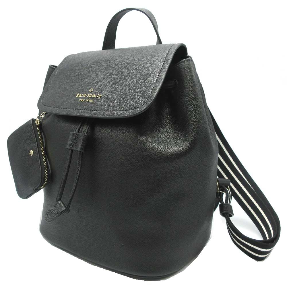 極美品✨kate spade リュック ナイロン×レザー ロゴ金具 ブラック ケイトスペードアウトレット 黒 ゴールド金具 レディース