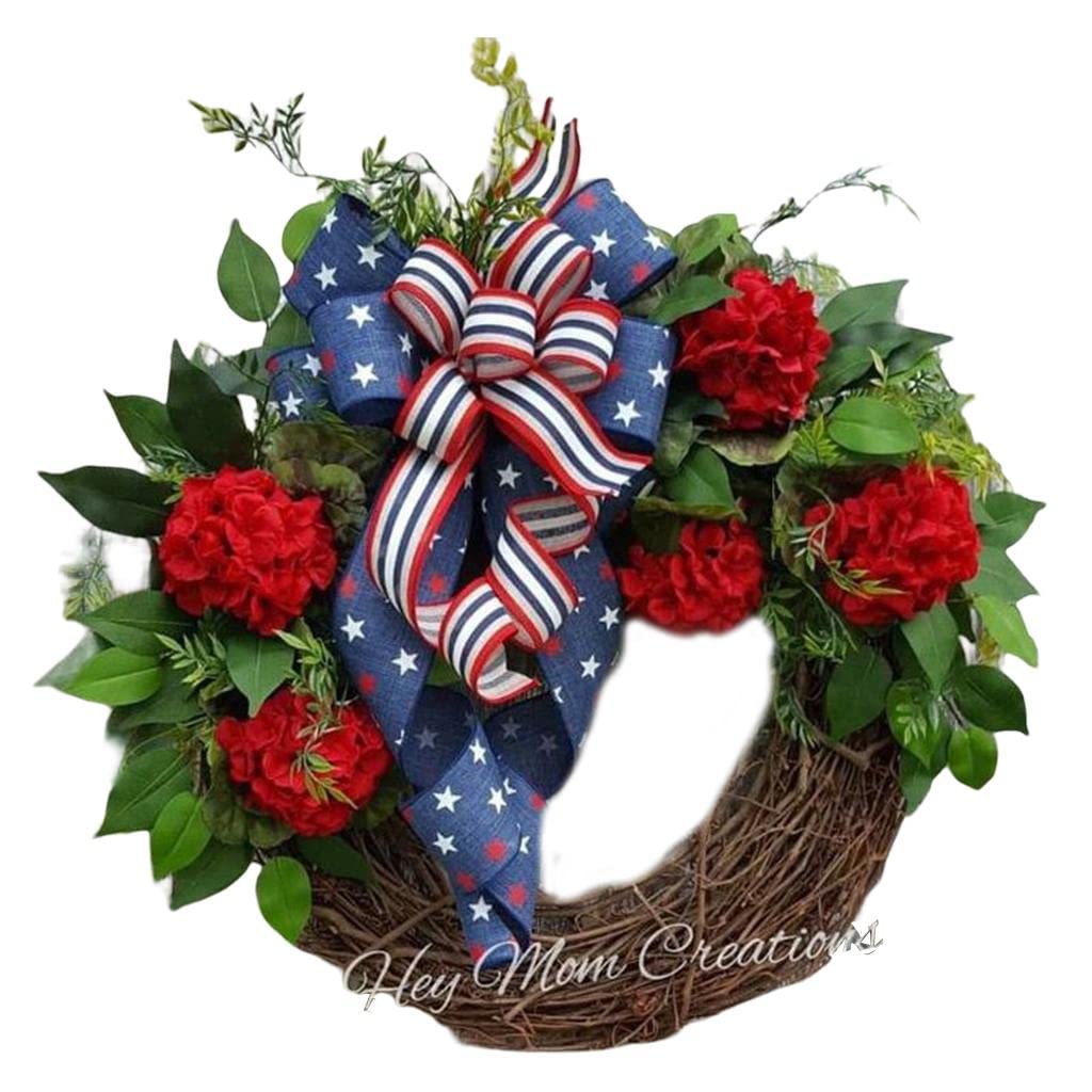 Corona de La Independencia con Flores de Ratán, Follaje Y Cinta - Decoración Natural Ideal para Bodas, Graduaciones, Ventanas, Porches, Paredes, Pascu, C, Individual
