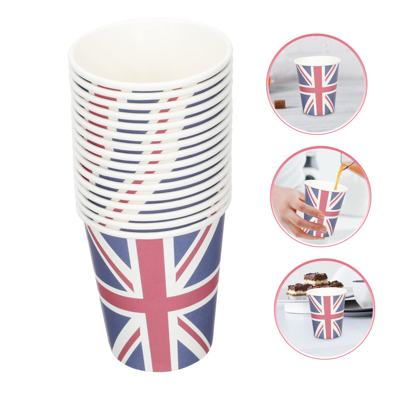 Bicchieri Di Carta Con Bandiera Britannica (100 Pz) Per Feste A Tema, Decorazioni Union Jack 250 Ml - 2