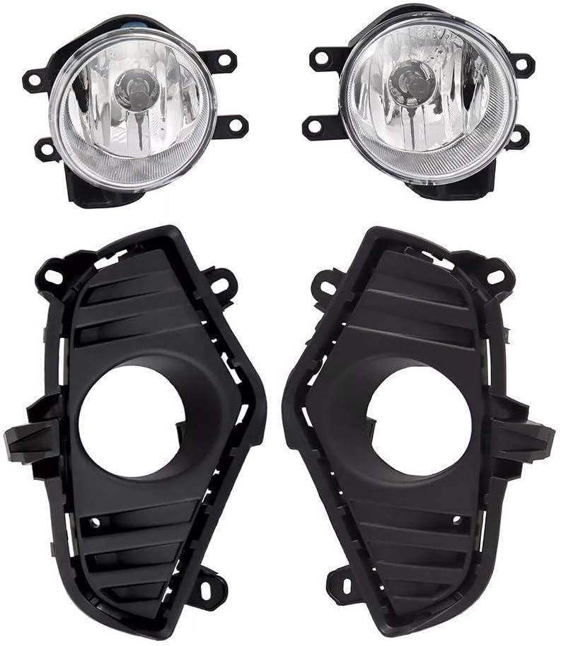 Bewild Front Upper Lower Grille Bumper Fog Lights and Covers Fit for 2019 2020 2021 RAV4