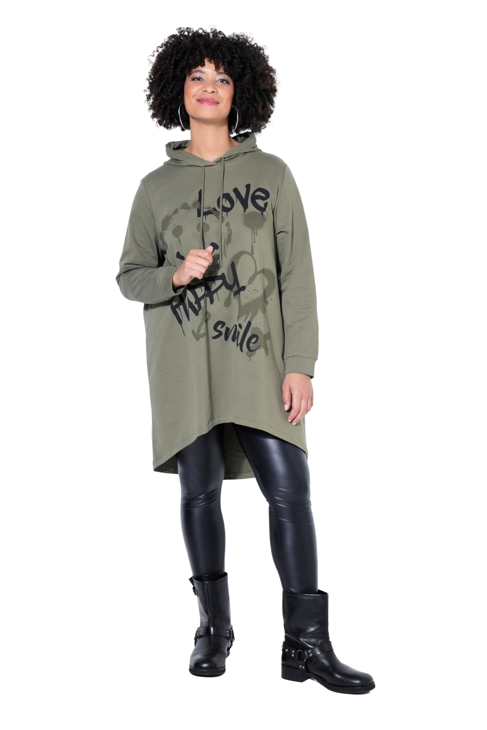 Angel of Style Damen große Größen Übergrößen Plus Size Hoodie, Oversized, Smiley-Motiv mit Schriftzug, Kapuze 849515