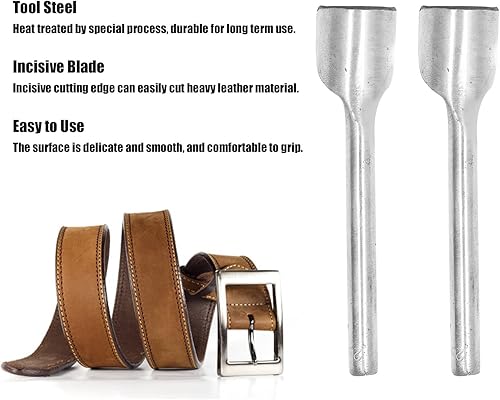 Miniatura 2 de Oumefar 2 piezas de herramientas de artesanía de cuero, perforador de esquina de cuero, perforador medio redondo, cortador de cuero medio redondo,