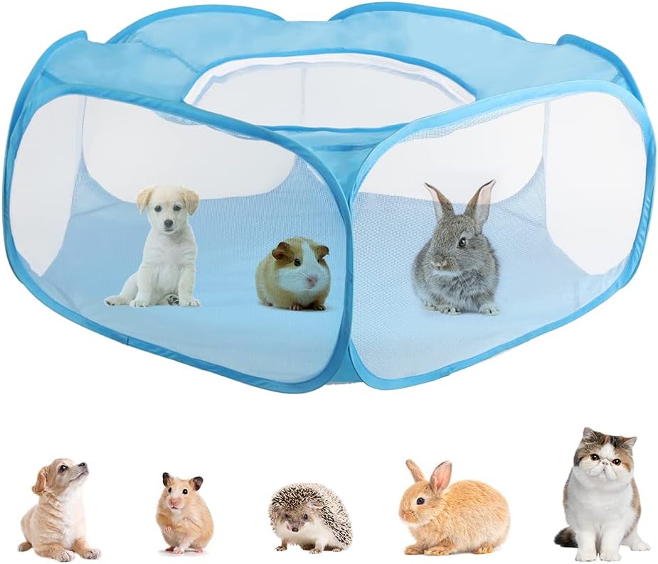 Small Animals Playpen Portable Fashion Open Indoor Outdoor Pet Cage Game Playground Fence for Hamster Puppy Cat Guinea Pigs Rabbits