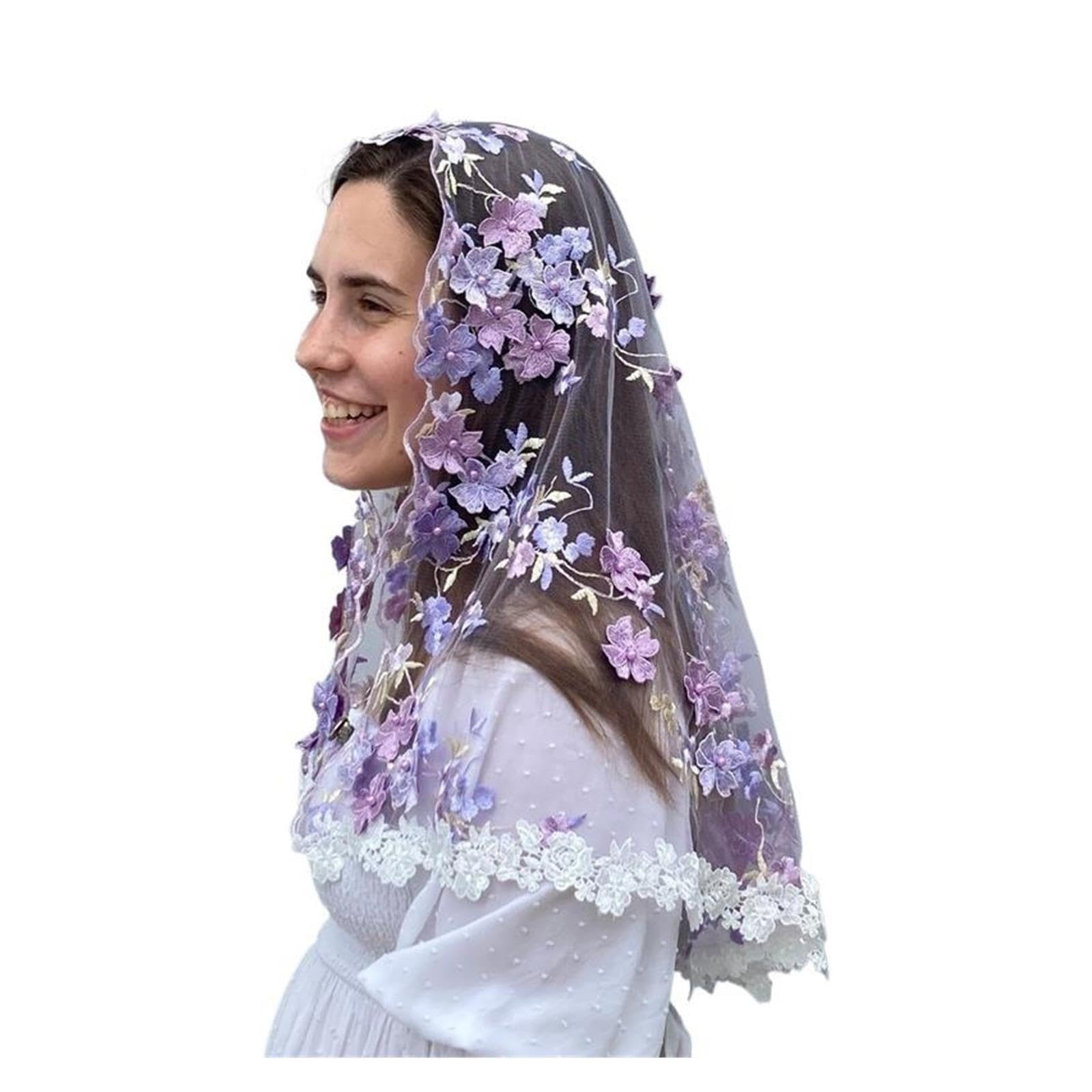 Velo floreale 3D lilla viola chiaro for fiori di perle