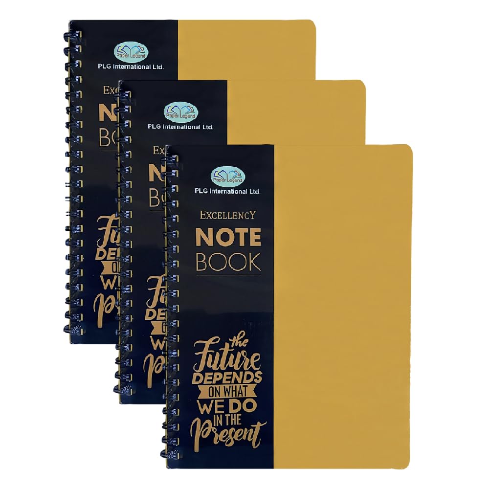 Eason Bros - 3 Pack Lined Hardcover Notebooks - Orange A4 College Ruled Wirebound Writing Pads140 Pages, 68GSM Thick Paper Journals Spiral Books for School Office, Study & Note Taking