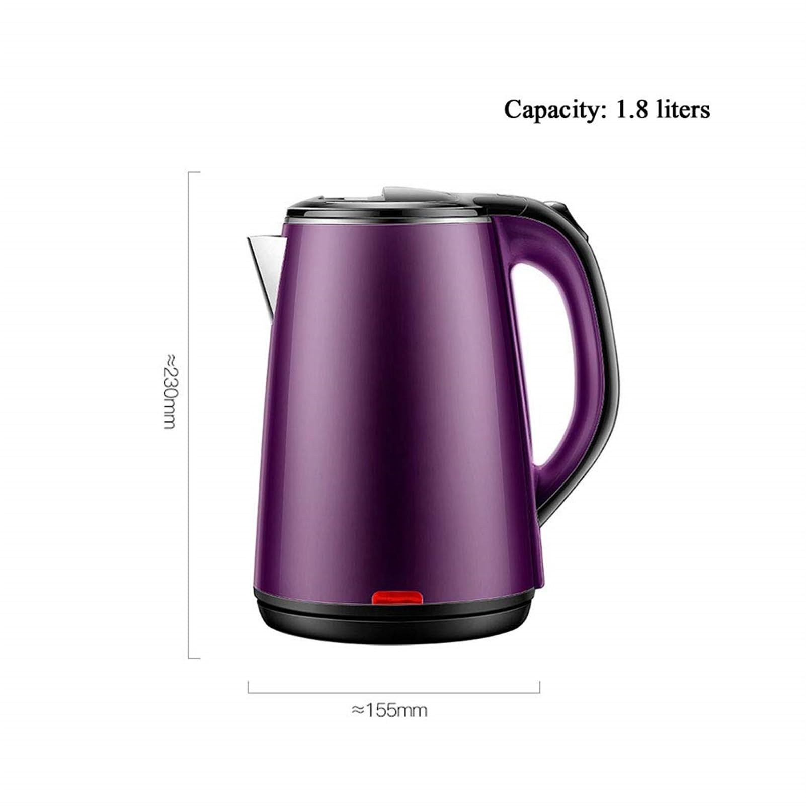Hervidor eléctrico de gran capacidad, apagado automático, para uso doméstico, 24 horas de aislamiento, 1500 W, acero inoxidable integrado, 1,8 L, color morado