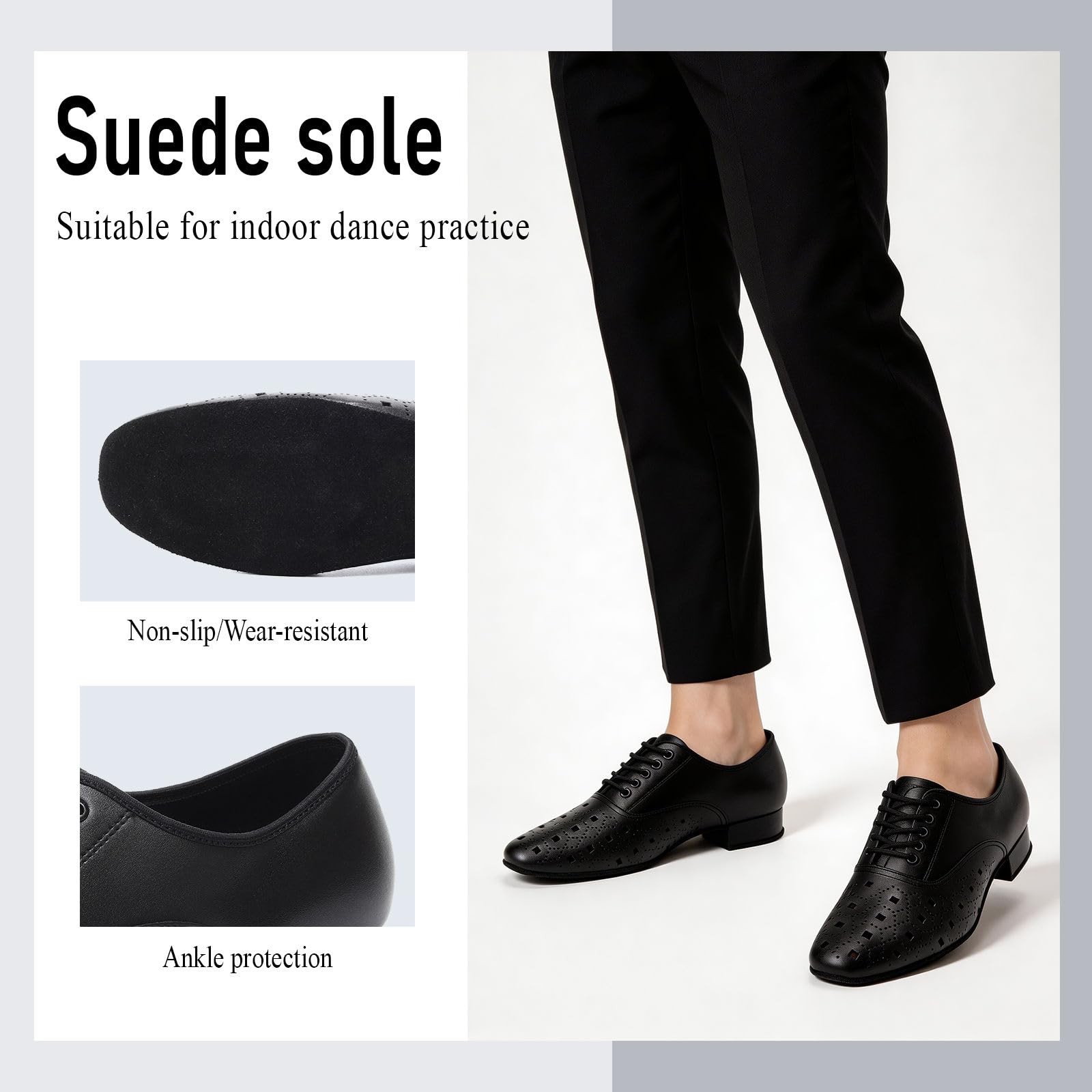 Zapatos de Baile Latino para Hombres Tacón Bajo Cordones Moderno Zapatos de Baile Práctic Tango Salsa Jazz