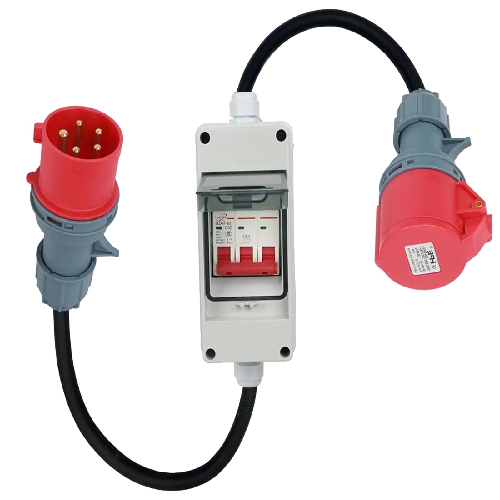 Cordon Adaptateur 32A,Adaptateur CEE 32A vers 16A Apporter Câble d'alimentation Caoutchouc,CEE Câble de Rallonge (1M) Rallonge Exterieure étanche Prise, Adaptateur pour Caravane,Camping Car