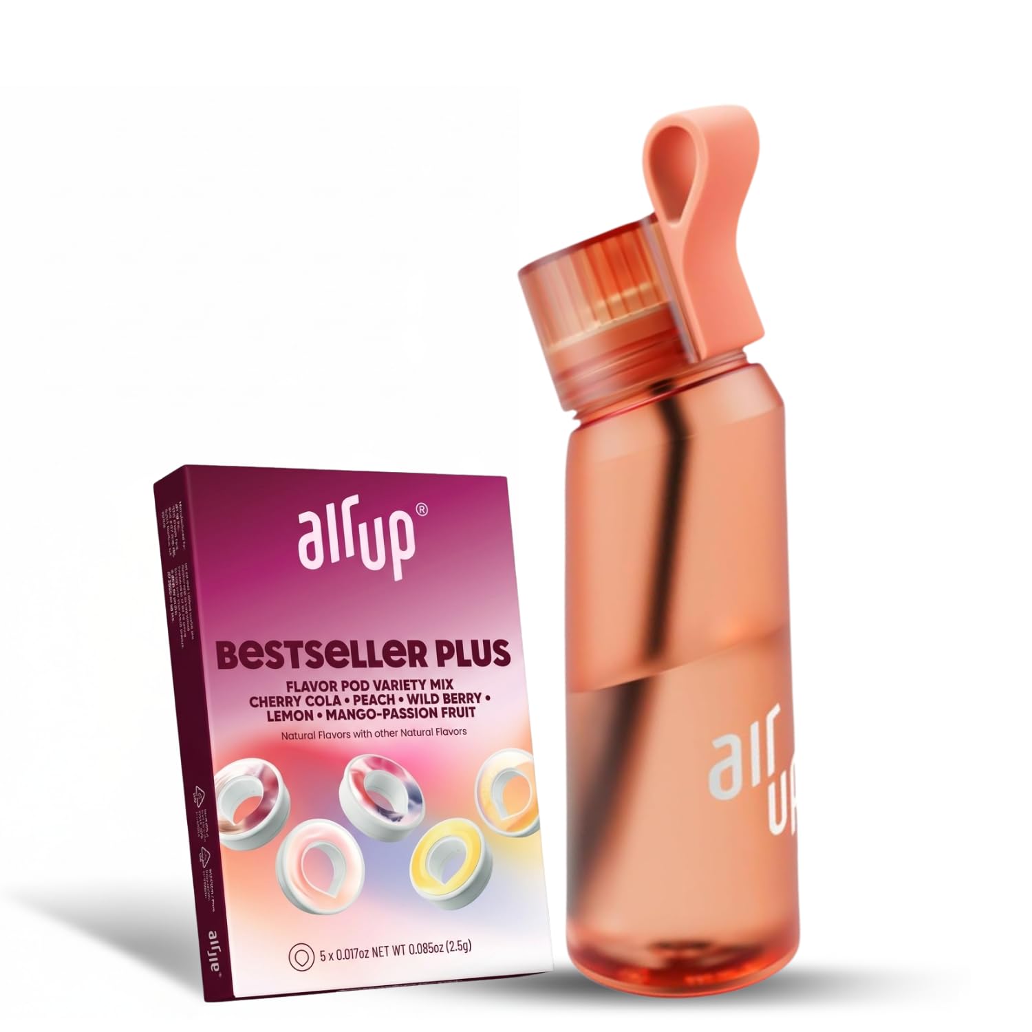 water bottle (22 oz) for school, sports, gym | includes 5 scent pods & straw | flavored bottle in orange – also for kids, boys, girls | no calories, sugar-free and suitable for carbonation