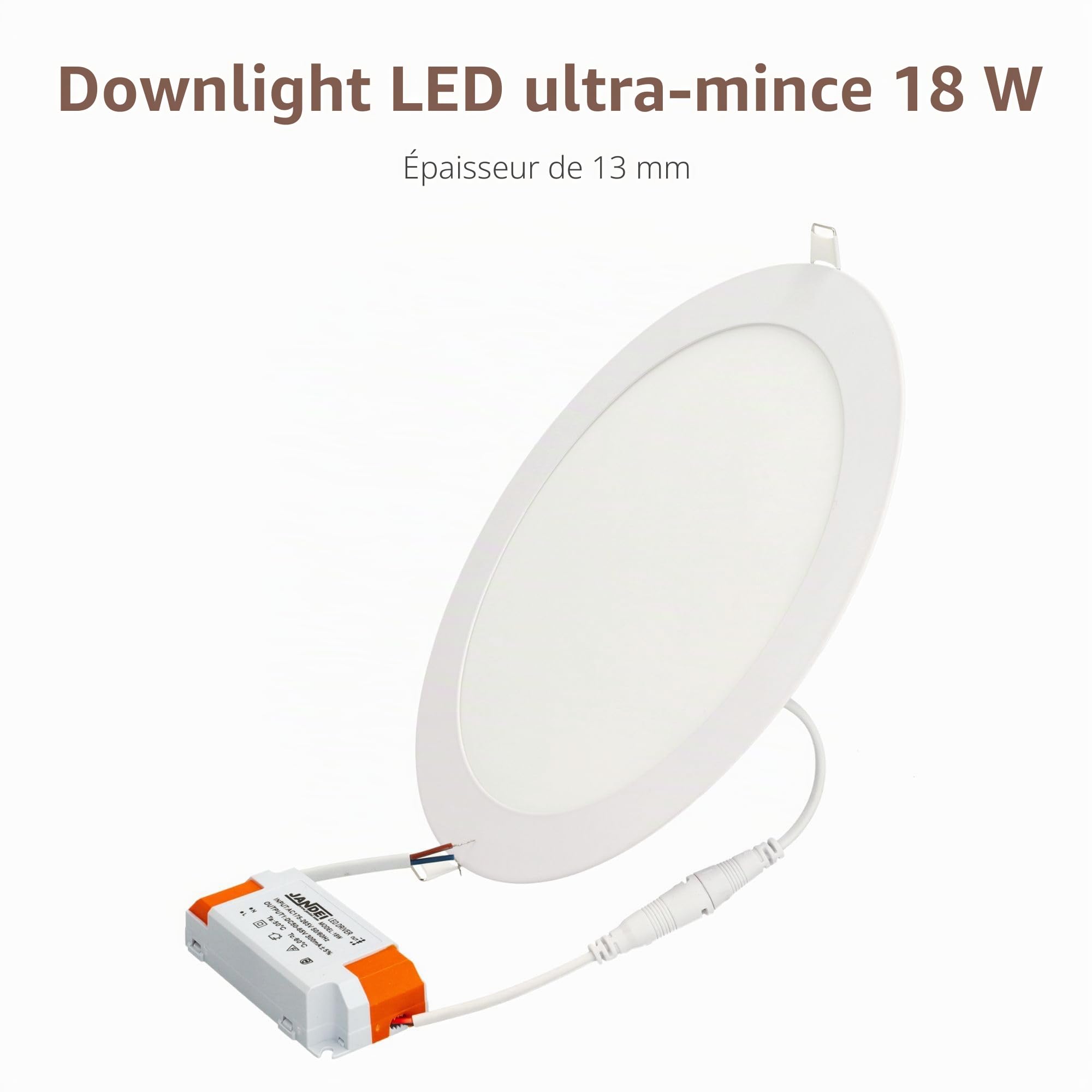 LED SPOT encastrer rond 18W 3000K/4200K/6000K blanc Ø224x13 220V 1440lm lot de 5