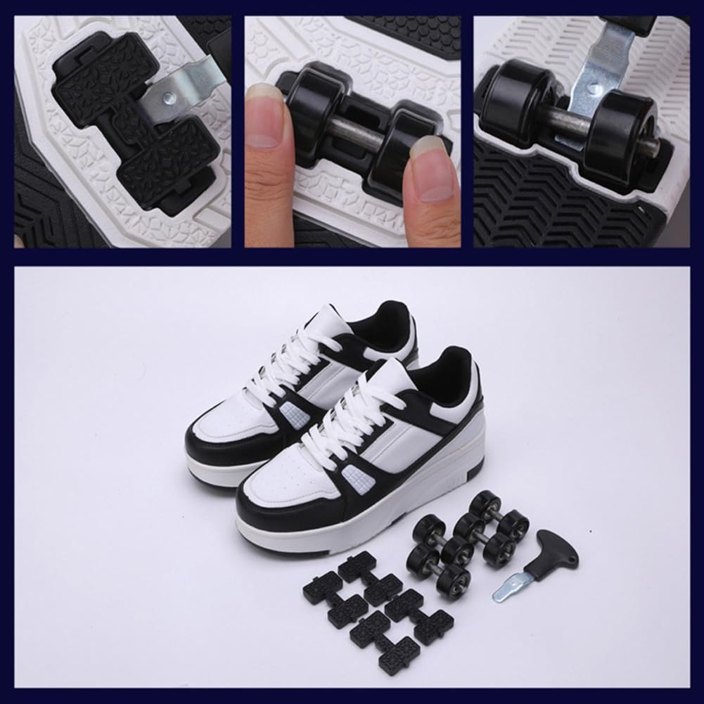 ENEN Scarpe con Rotelle Bambina, Outdoor Sportive Scarpe da Skateboard, 4 Ruote Skateboard Sneakers Multisport Scarpe da Ginnastica da Pattini per Ragazze e Ragazzi