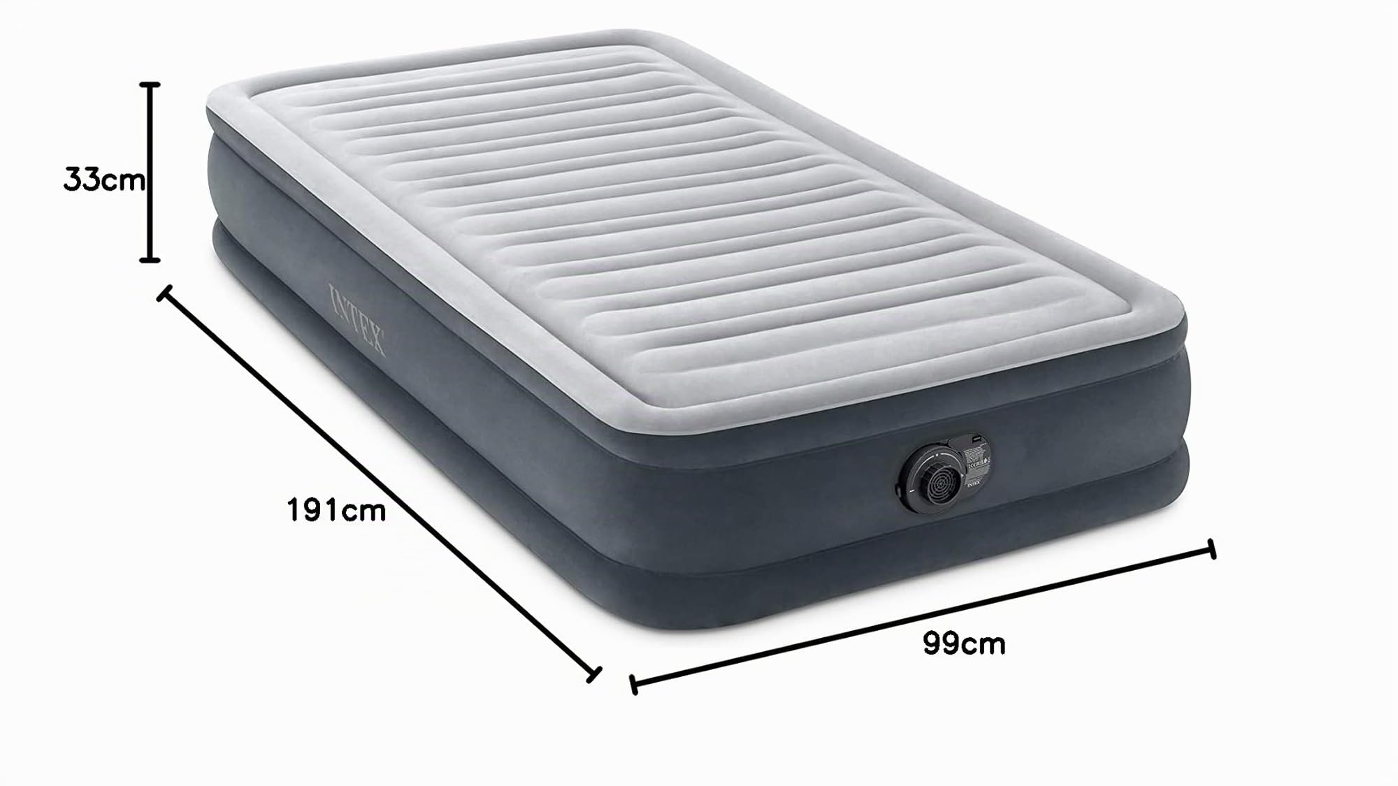 Intex 67766ND - Materasso Dura-Beam Comfort Plush Singolo con Pompa Elettrica Incorporata, 99x191x33 cm