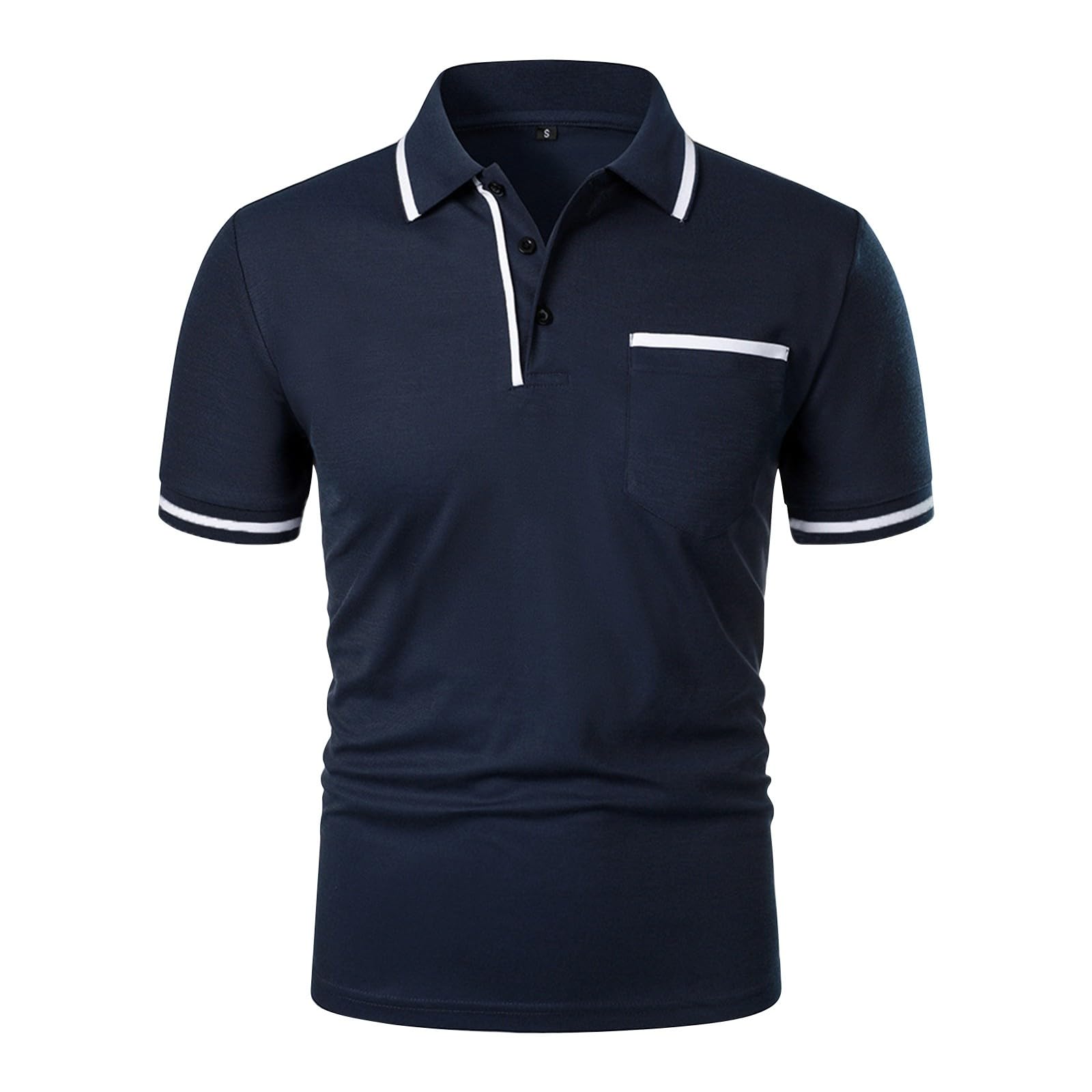 eoeioa Men Polo Shirts Short Sleeve Collared Golf Shirt Dressy Casaul Light Weight Button Down Oversized Shirt with Pockets