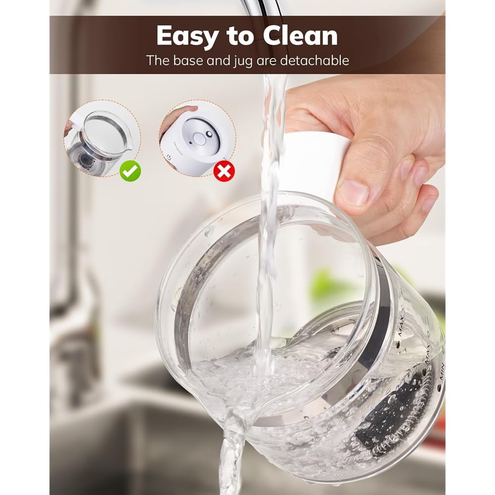 Eléctrico de Vidrio 4 en 1 Función Tapa, Capacidad de 250ml para Capuchino o 500ml de Leche Caliente, Incluye Adaptador de Corriente Europeo EU Plug Negro