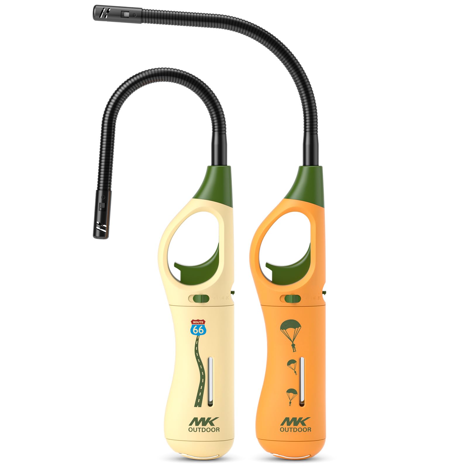 MK Lighter 2-Pack Lighters Long 9-Inch Extra-Long 360 Flexible Neck Multipurpose Long Lighter Refillable Adjustable Flame Lighters for