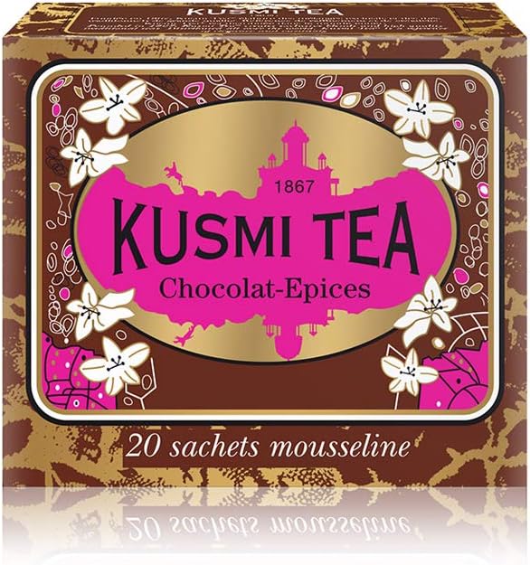 Kusmi Tea spicy chocolate - flavored black tea with cardamom, cinnamon, ginger and chocolate flavors smooth sensory delights (20 tea bags , 20 servings)