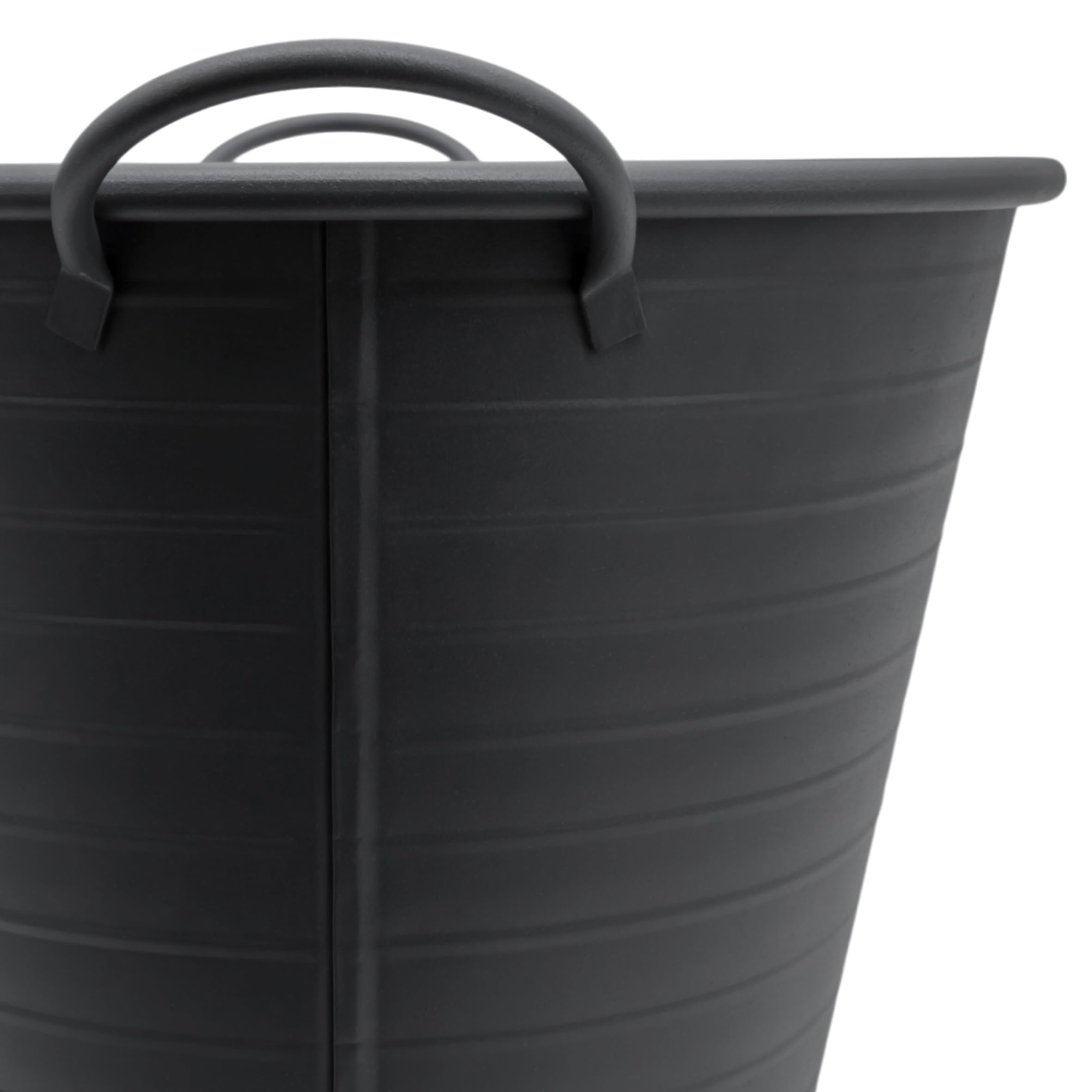 Spetebo Bac ovale en métal avec poignées - 59 x 36 cm - Noir - Jardinière décorative en métal - Mini bassin de jardin, bassin de balcon, bac à fleurs - Pot de fleurs décoratif