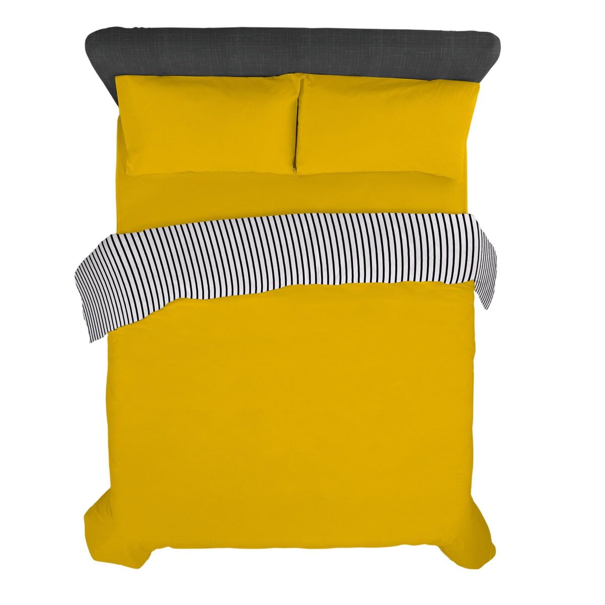 Housse de Couette Moutarde 240 x 220 cm en Tissage Supérieur et Durable