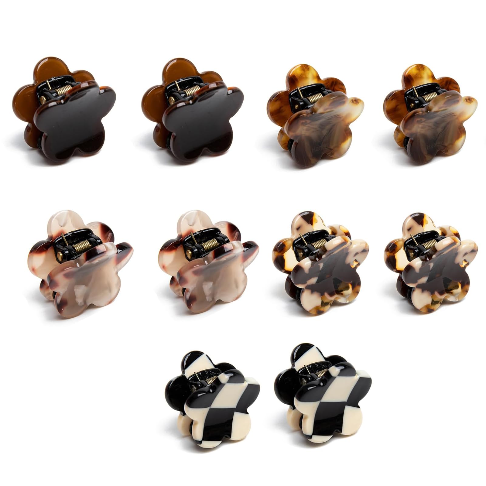 View 1 of 10 PCS Mini Acetic Acid Flower Claw Clips, Non-Slip Cute Hair Clips with Strong Grip, Small Hair Clips for Women, Suitable for Small Claw Clips for Thick Hair & Thin Hair (Flower A)