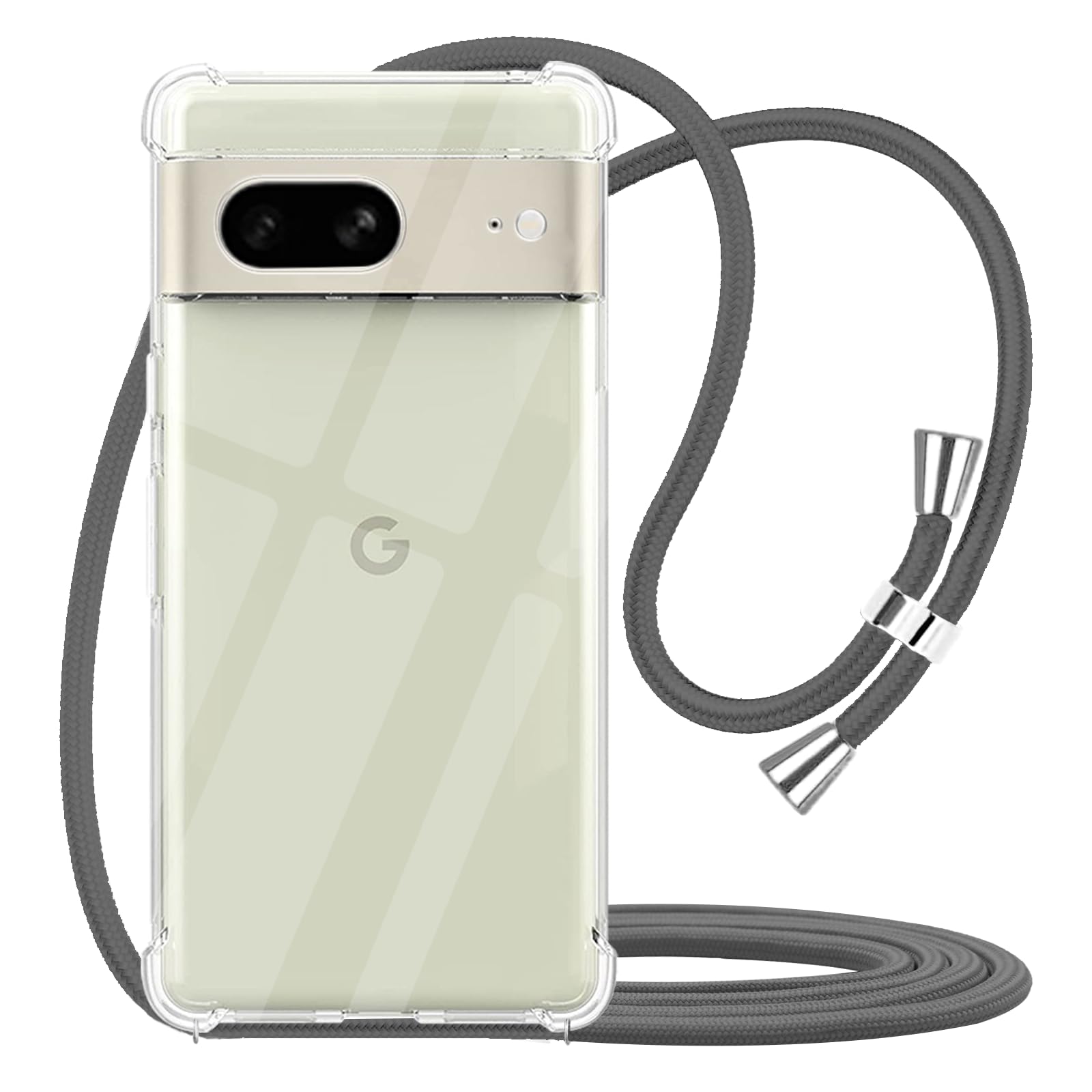 YESPURE Crossbody Case for Google Pixel 7 Clear Soft TPU with Adjustable Lanyard Strap Anti-Yellowing Anti-Scratch Shockproof Protective Phone Cover Case for Google Pixel 7 - Gray