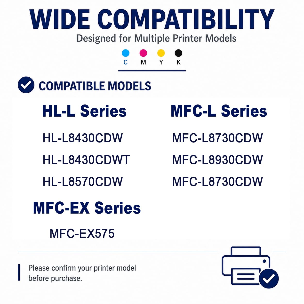 TN635 Sostituzione della cartuccia di toner ad alta resa per TN-635XL BK/C/M/Y, compatibile con fratello HL- L8430CDW L8570CDW MFCL8730CDW L8930, con chip