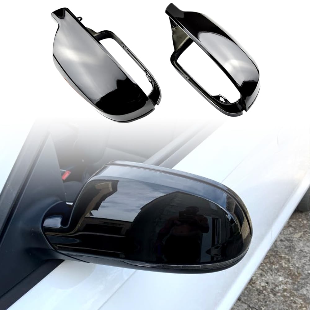 Carcasas de espejo retrovisor Cubierta de protección Cap Car Styling Shell Carcasa de espejo lateral Cubiertas Compatible con A3 8P A4 A5 S5 B8.5 RS3 RS4 RS5-Negro