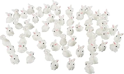 Amazon.com: 100Pcs Rabbit Miniature Figurines Mini Rabbits Fairy Garden ...