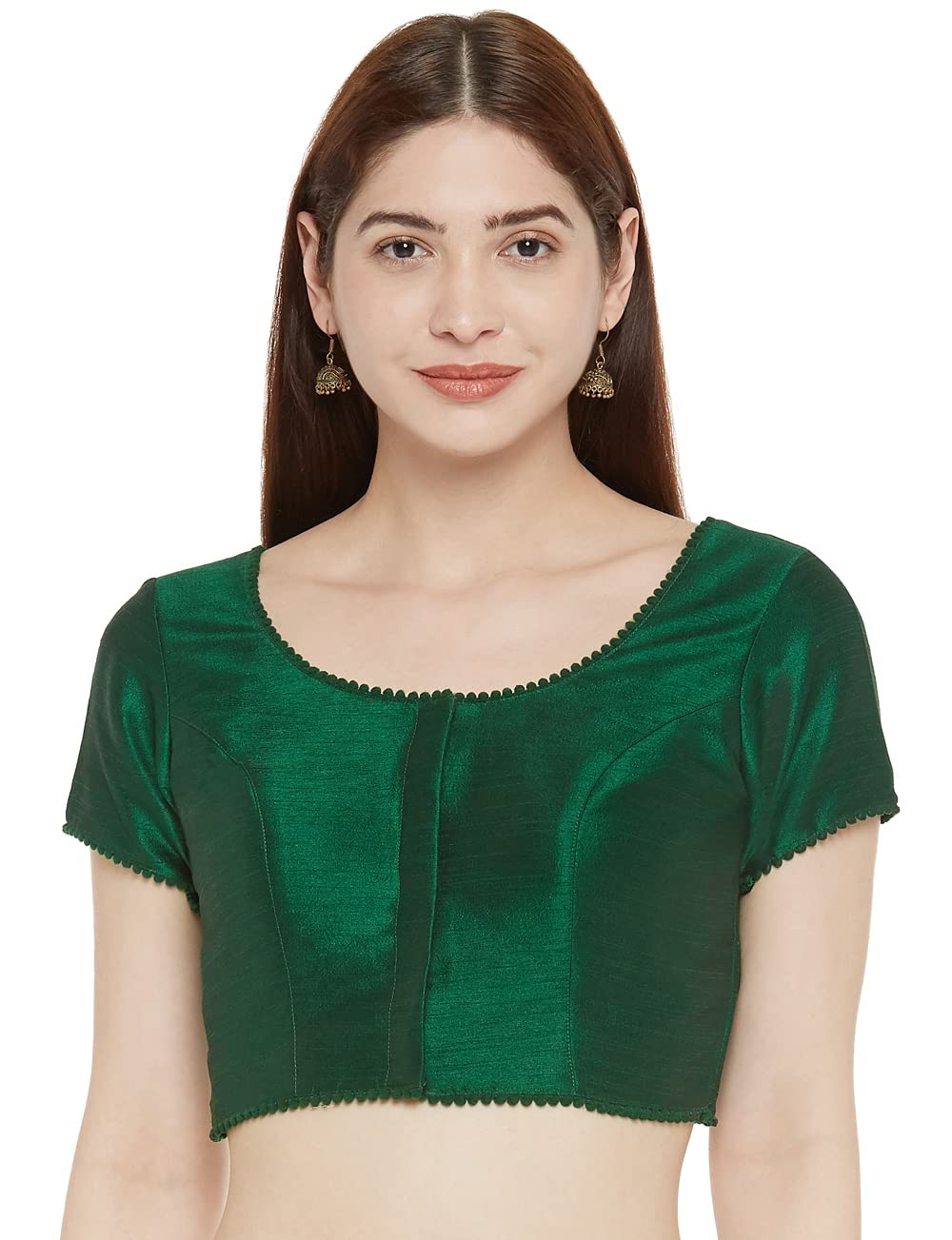Women's Readymade Polyester Padded Saree Blouse with Short Sleeves.