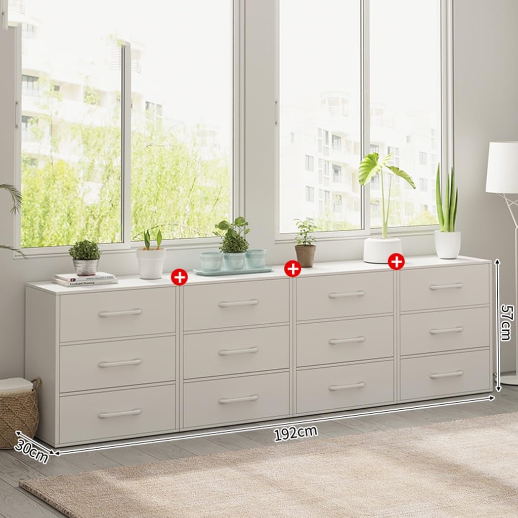 Nowoczesna komoda 3-4-poziomowa z połowy wieku - stylowa komoda z podwójną szufladą o głębokości 30 cm Idealne miejsce do przechowywania do sypialni, salonu, przedpokoju - białe wykończenie Rozmiar