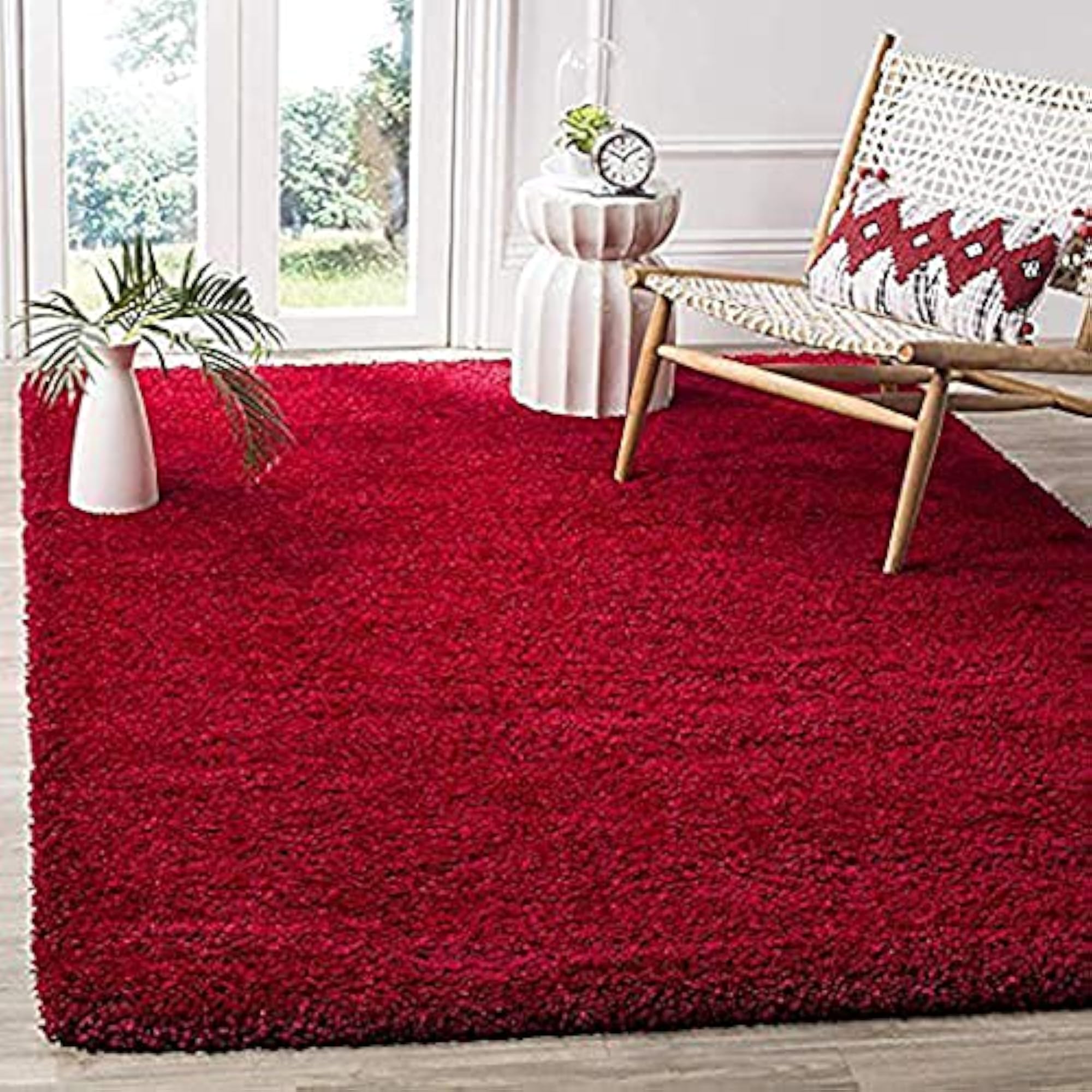 Modern Plain Fluffy Polypropylene Shaggy Carpet, Luxury Runner