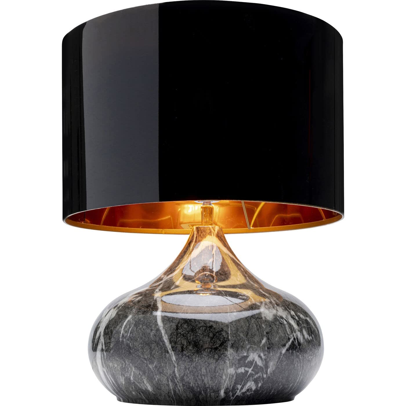Kare Design Lampada da tavolo Mamo Deluxe, nero, 41x37x37cm | abat jour effetto marmo, paralume orientabile, luce calda, stile elegante, per comodino, lampadina non inclusa