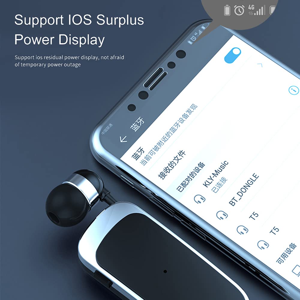 Leepesx Cuffie BT, Auricolari BT Senza Filo con Microfono-Fili Retrattile Cuffie-Auricolari con Cancellazione del Rumore,Design con Clip per Colletto-5 Ore di Conversazione Continua