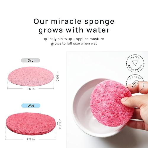 Miniatura 2 de AOA Studio 50 esponjas faciales comprimidas, esponjas cosméticas 100% naturales para limpieza facial, mascarilla exfoliante, quitar para maquillaje,