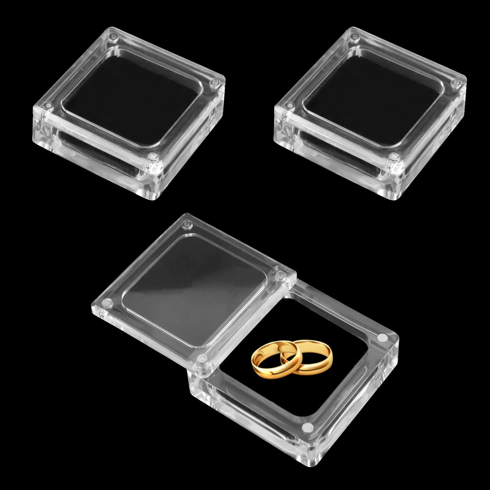 3PCS Small Acrylic Jewelry Box with Lid Acrylic Jewelry Organizer Small Magnetic Display Case Clear Jewelry Organizers and