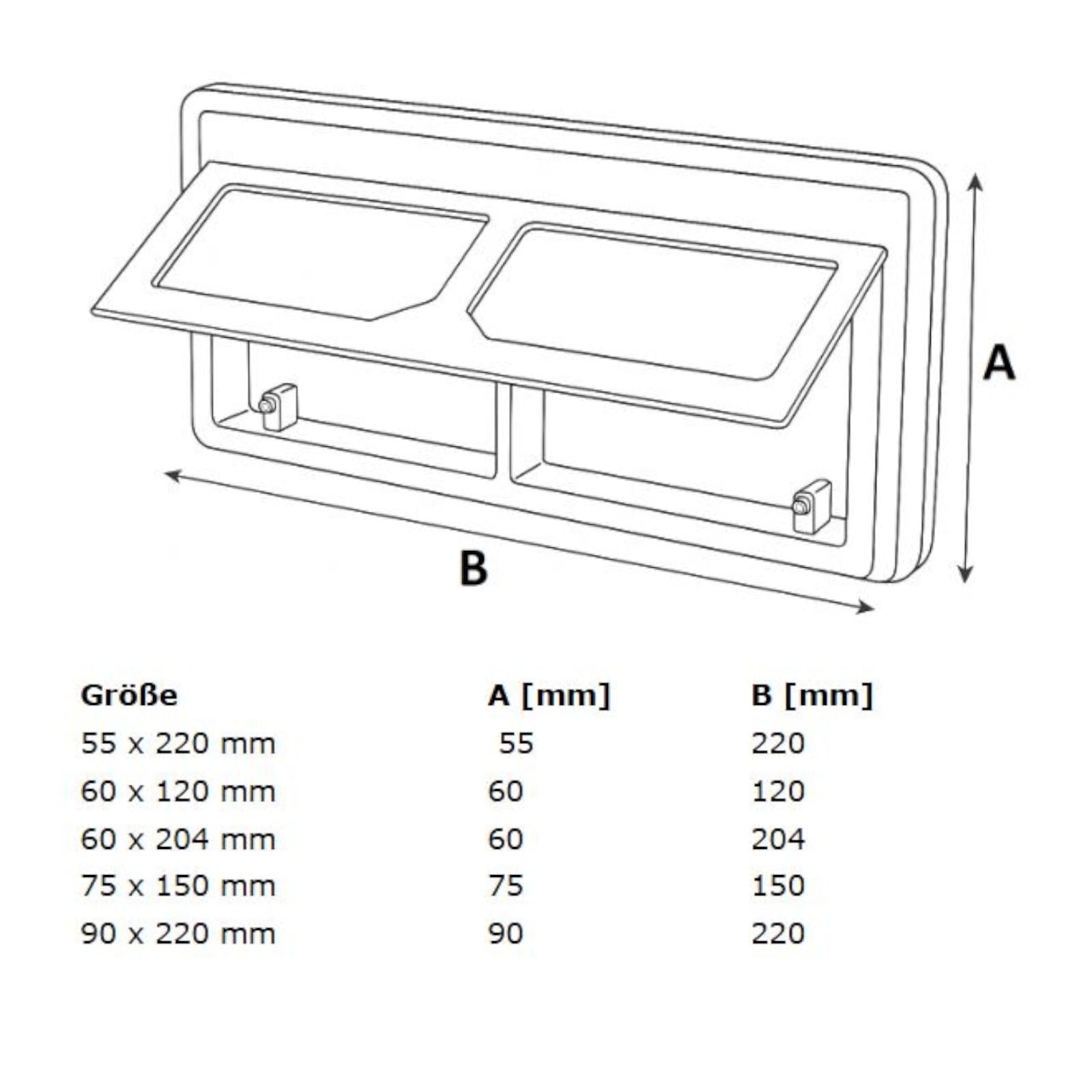 Rückstauklappe Flachkanal Geruchsdicht Lüftung Kanal Abluftkanal Dunstabzug Rückstauverschluss (90 x 220 mm)